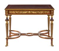 A Louis XVI Style Gilt Bronze Mounted Mahogany Writing Table