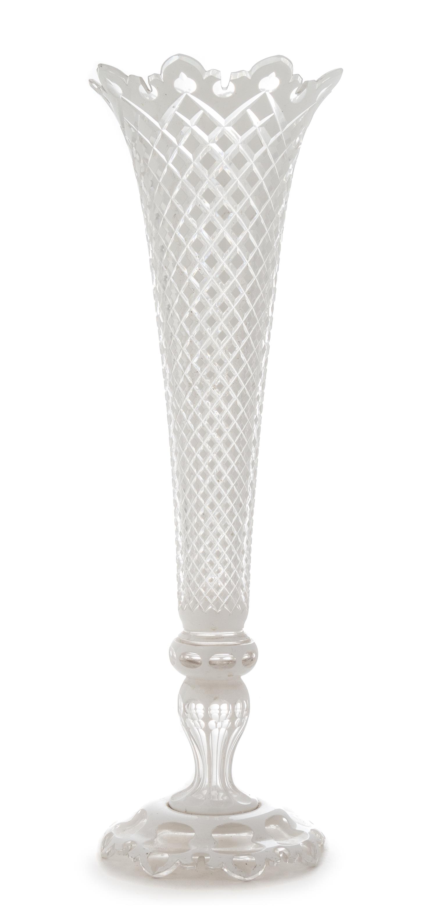 A Bohemian Overlay Glass Trumpet Vase Height 18 inches. — 19TH CENTURY