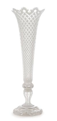 A Bohemian Overlay Glass Trumpet Vase Height 18 inches. — 19TH CENTURY
