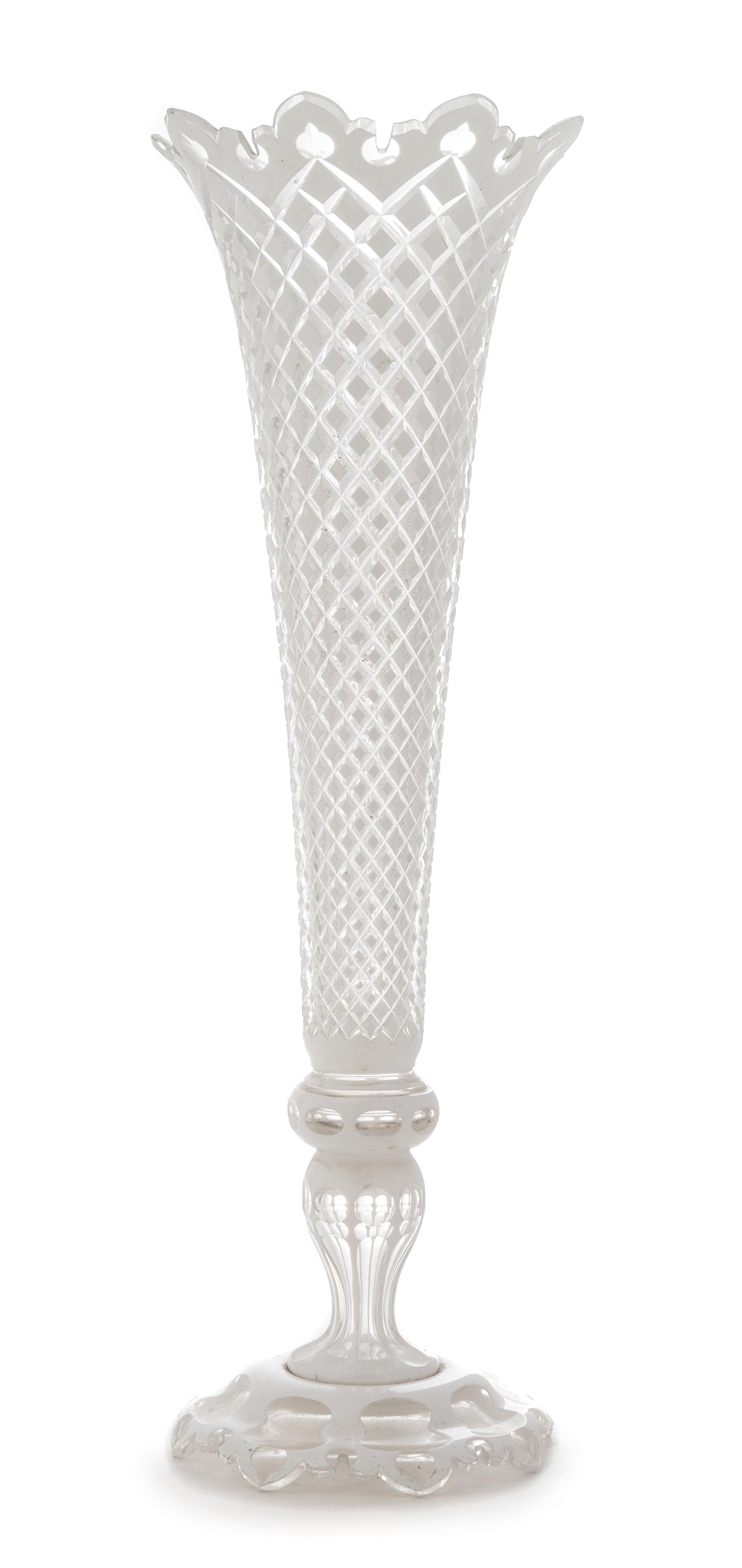 A Bohemian Overlay Glass Trumpet Vase Height 18 inches. — 19TH CENTURY
