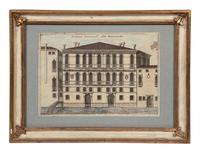 A Set of Nine Italian Hand-Colored Engravings Depicting Venetian Palaces