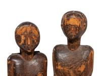 Two Carved Pine "Bedpost" Dolls