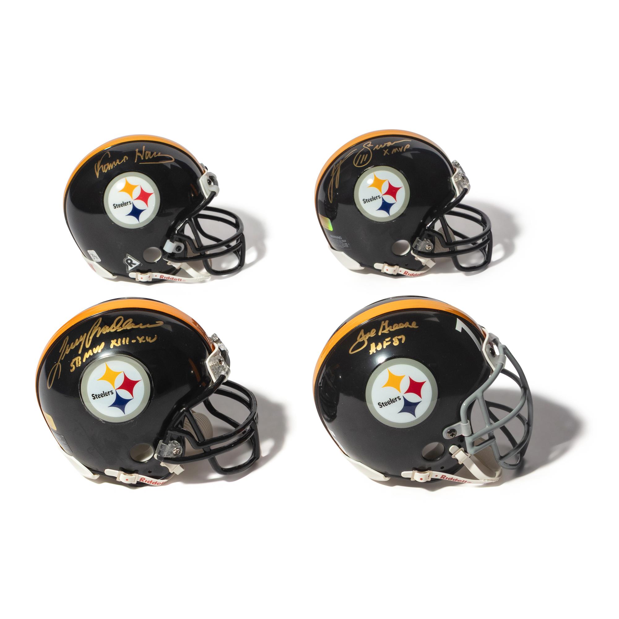 A Collection of Pittsburgh Steelers Hall of Fame Signed Autograph Mini Helmets