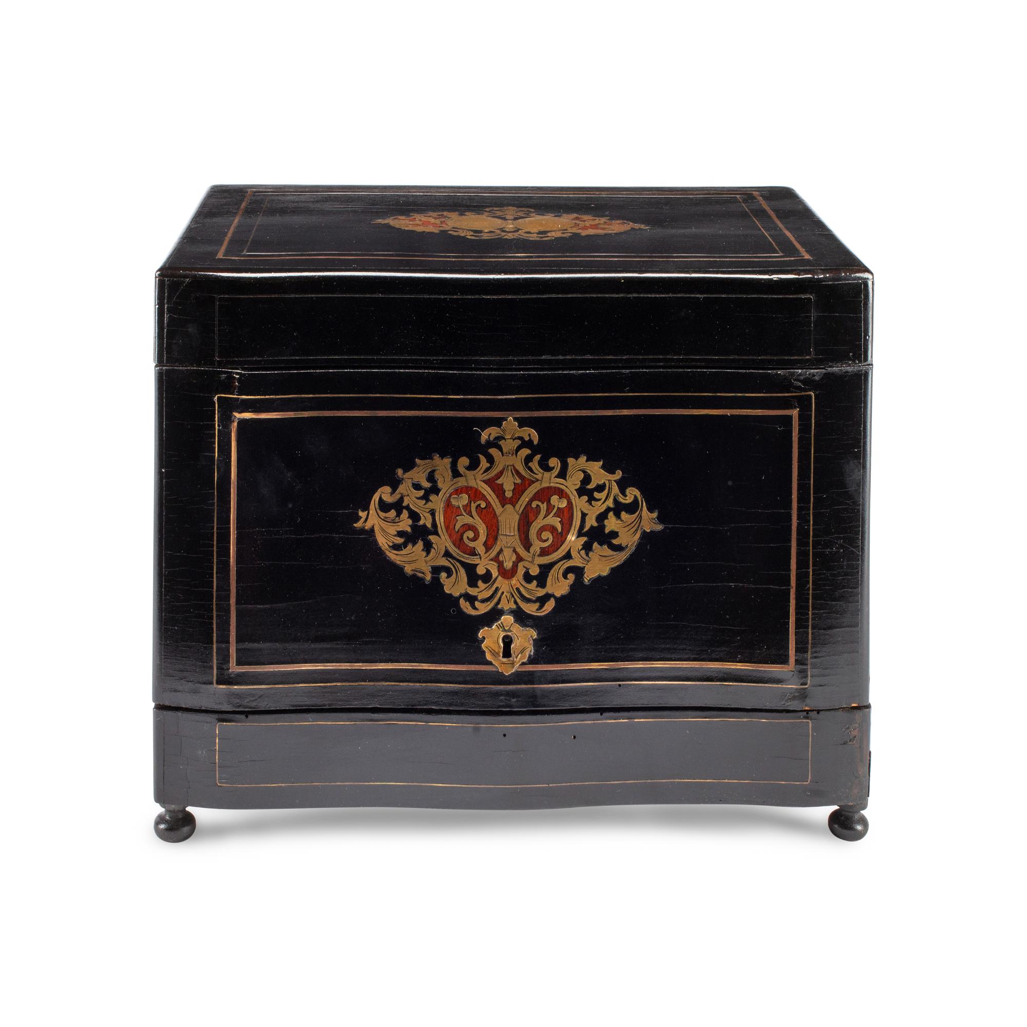A French Ebonized and Boulle Marquetry Cave à Liqueur