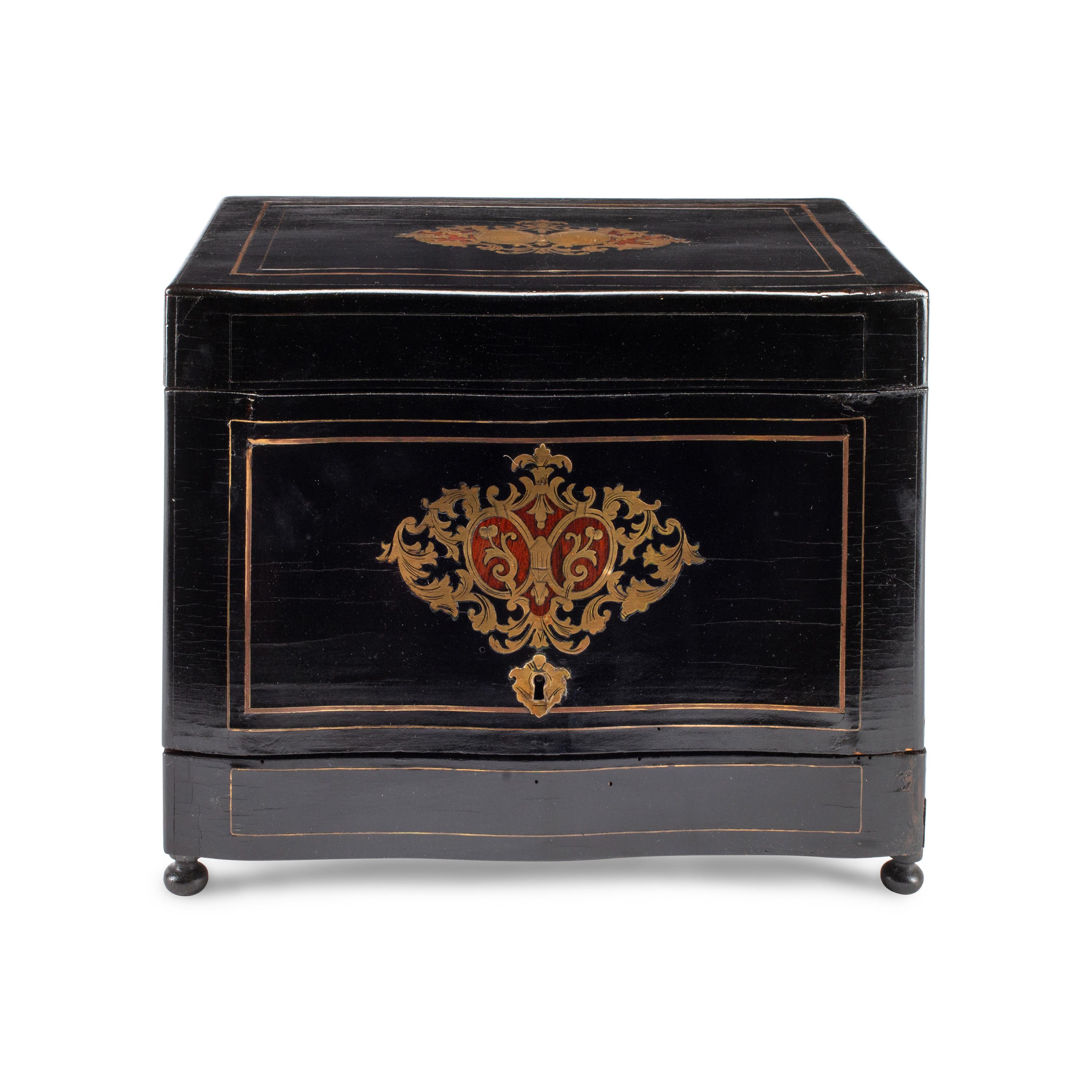 A French Ebonized and Boulle Marquetry Cave à Liqueur