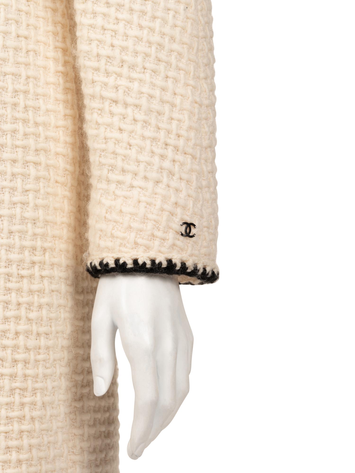 Chanel Tweed Coat with Feather Collar, 1990-2000s