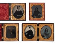 [EARLY PHOTOGRAPHY]. 9 figural, floral, and geometric Union cases containing images of women.