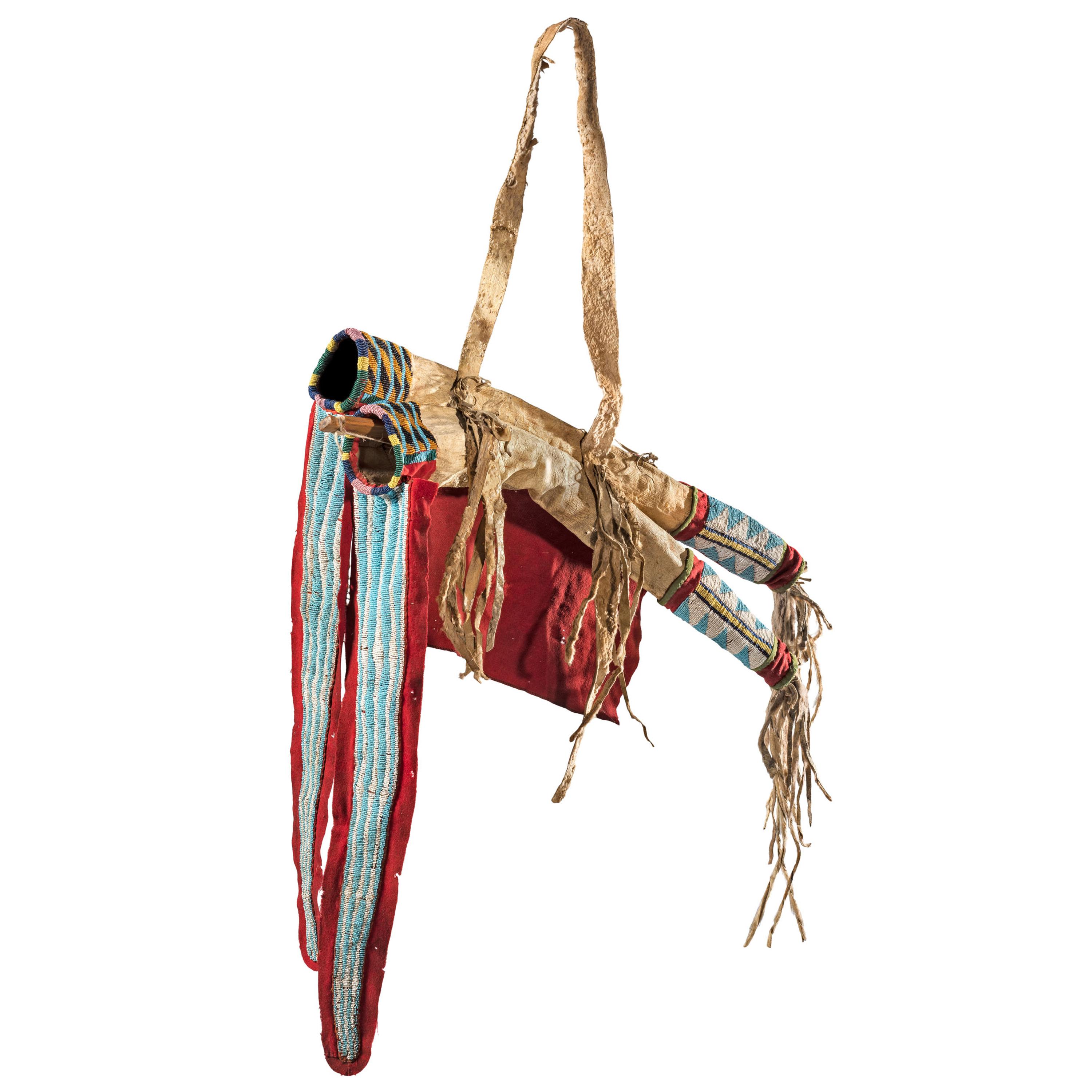 Ute Beaded Mountain Lion Hide Bowcase and Quiver