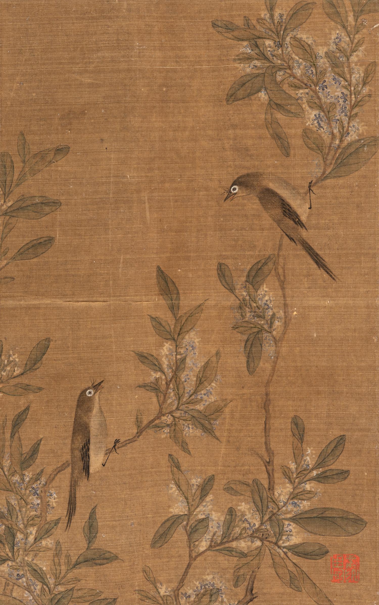 Two Chinese Paintings Depicting Birds and Flowers