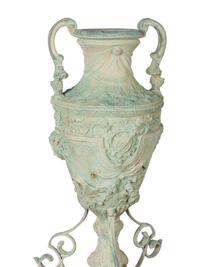 A Pair of Neoclassical Style Patinated Cast Metal or Bronze Urns