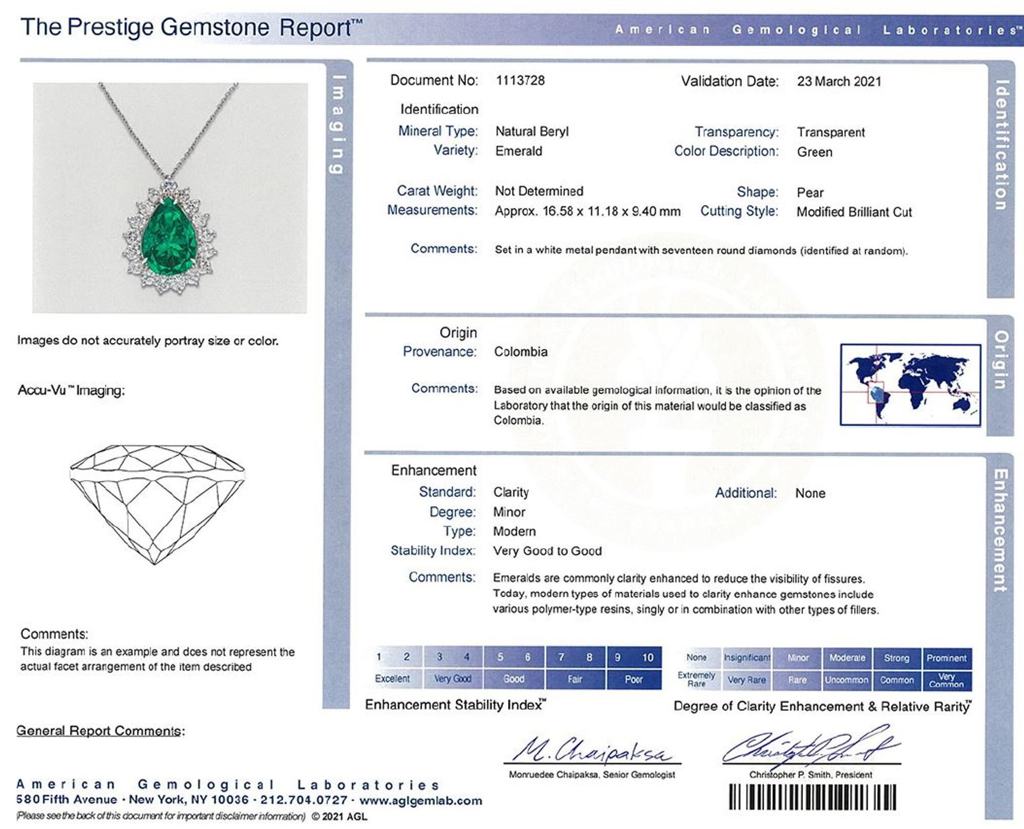 EMERALD AND DIAMOND PENDANT/NECKLACE