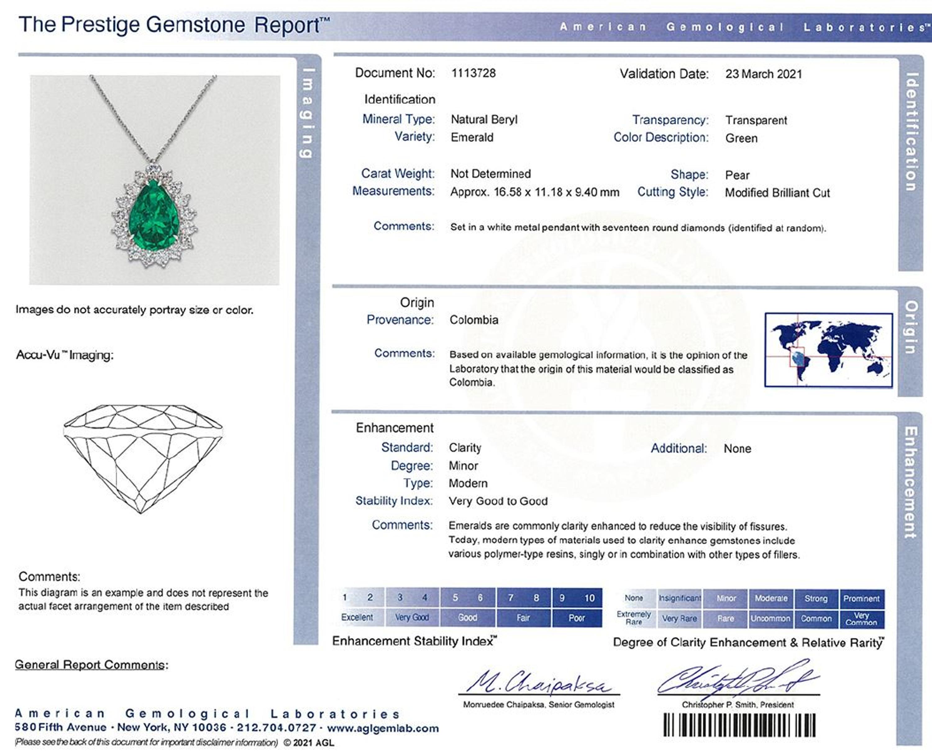 EMERALD AND DIAMOND PENDANT/NECKLACE