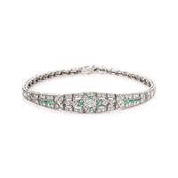 ART DECO, DIAMOND AND EMERALD BRACELET