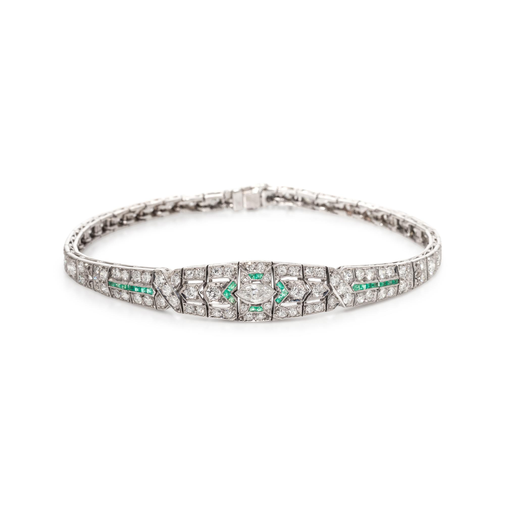 ART DECO, DIAMOND AND EMERALD BRACELET
