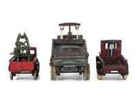 Three Arcade Painted Cast Iron Toy Trucks