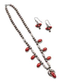 Group of Silver and Coral Jewelry