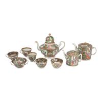 A Collection of Chinese Export Rose Medallion Porcelain Table Articles