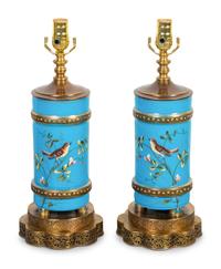 A Pair of Victorian Hand Painted Bristol Glass Vases — LATE 19TH/20TH CENTURY