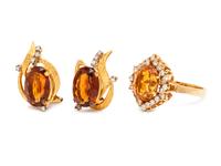 COLLECTION OF CITRINE AND DIAMOND JEWELRY