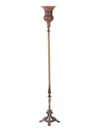 Hubley Floor Lamp with Steuben Moss Agate Shade American, 20th Century