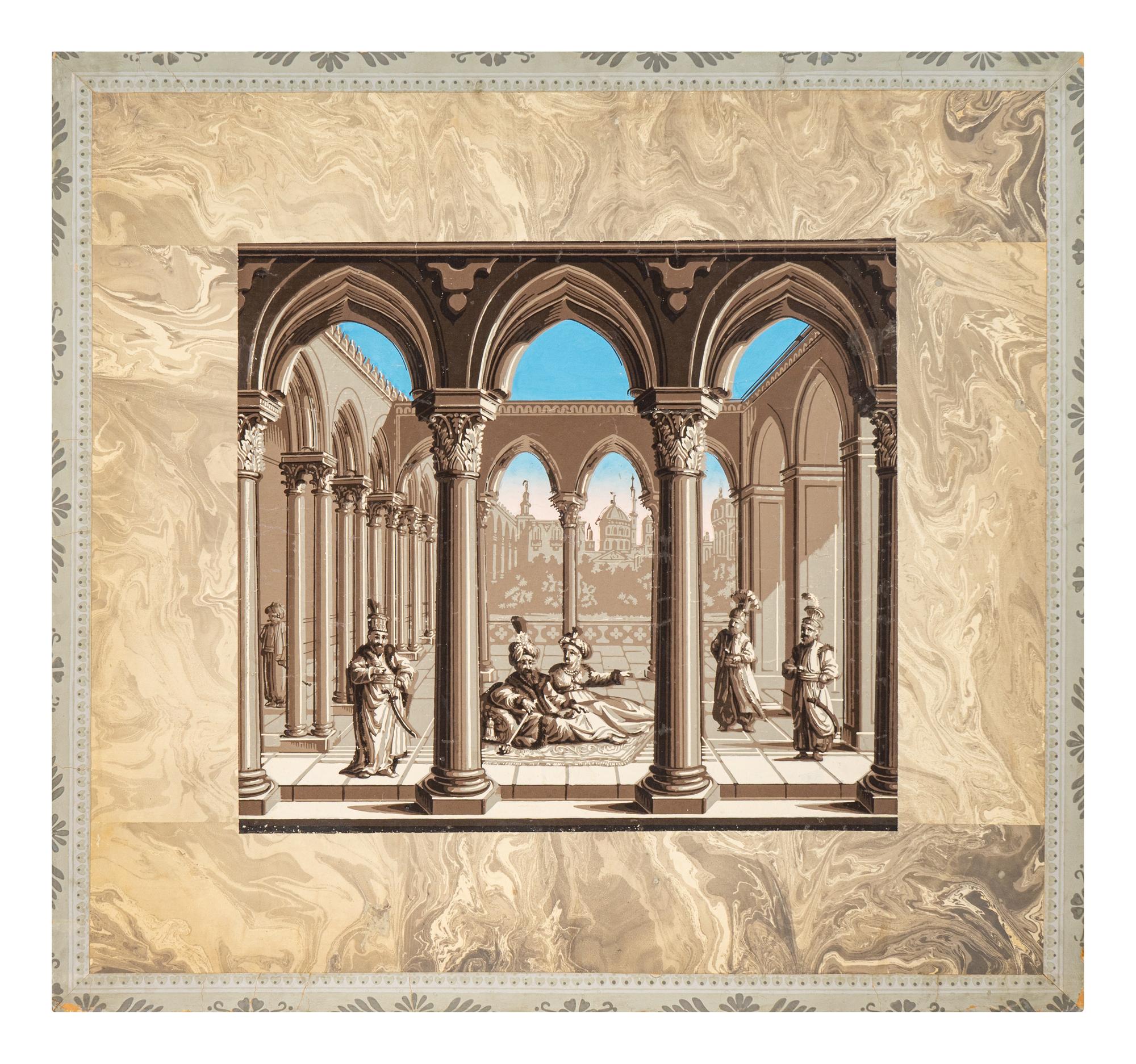 A Near Pair of French Papier Peinte Fireboards