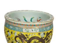 A Chinese Famille Jaune Porcelain Jardiniere