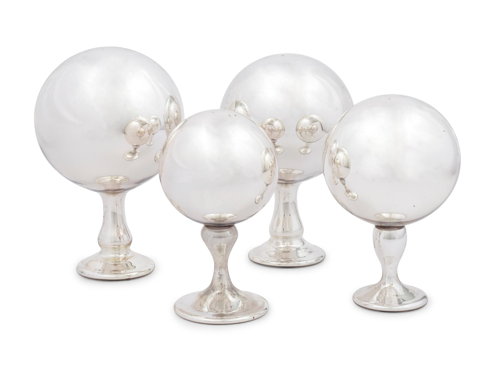 Four Mercury Glass Orbs