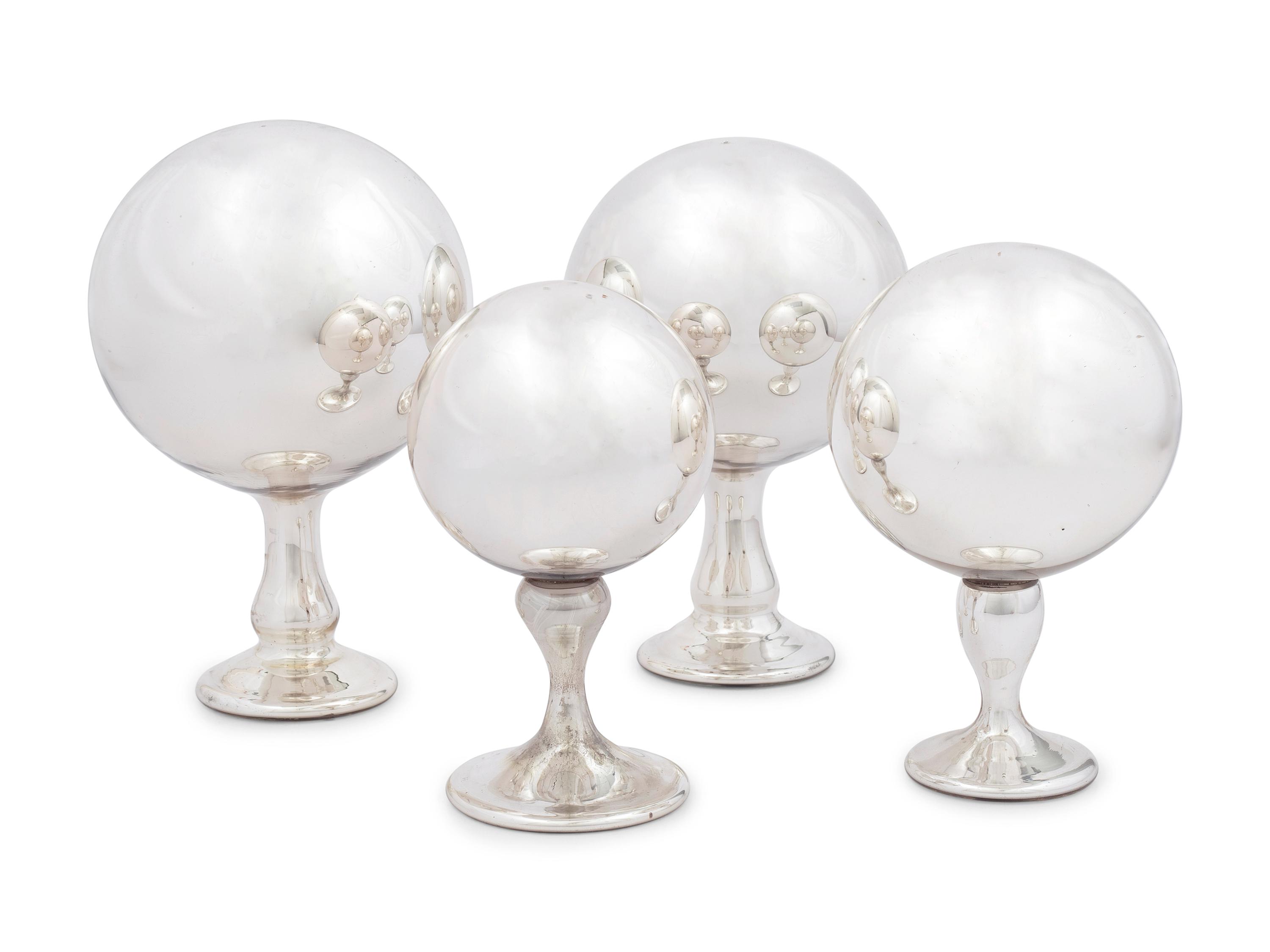 Four Mercury Glass Orbs