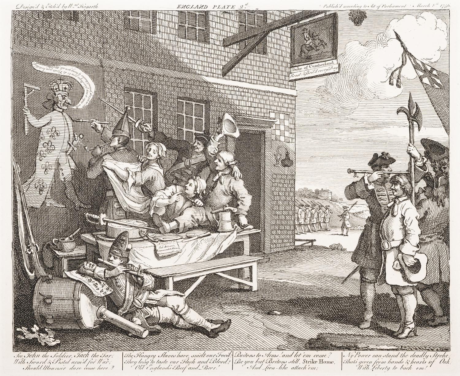 A pair of prints ( At the Easel ; The Invasion , Plate II, England)