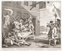 A pair of prints ( At the Easel ; The Invasion , Plate II, England)