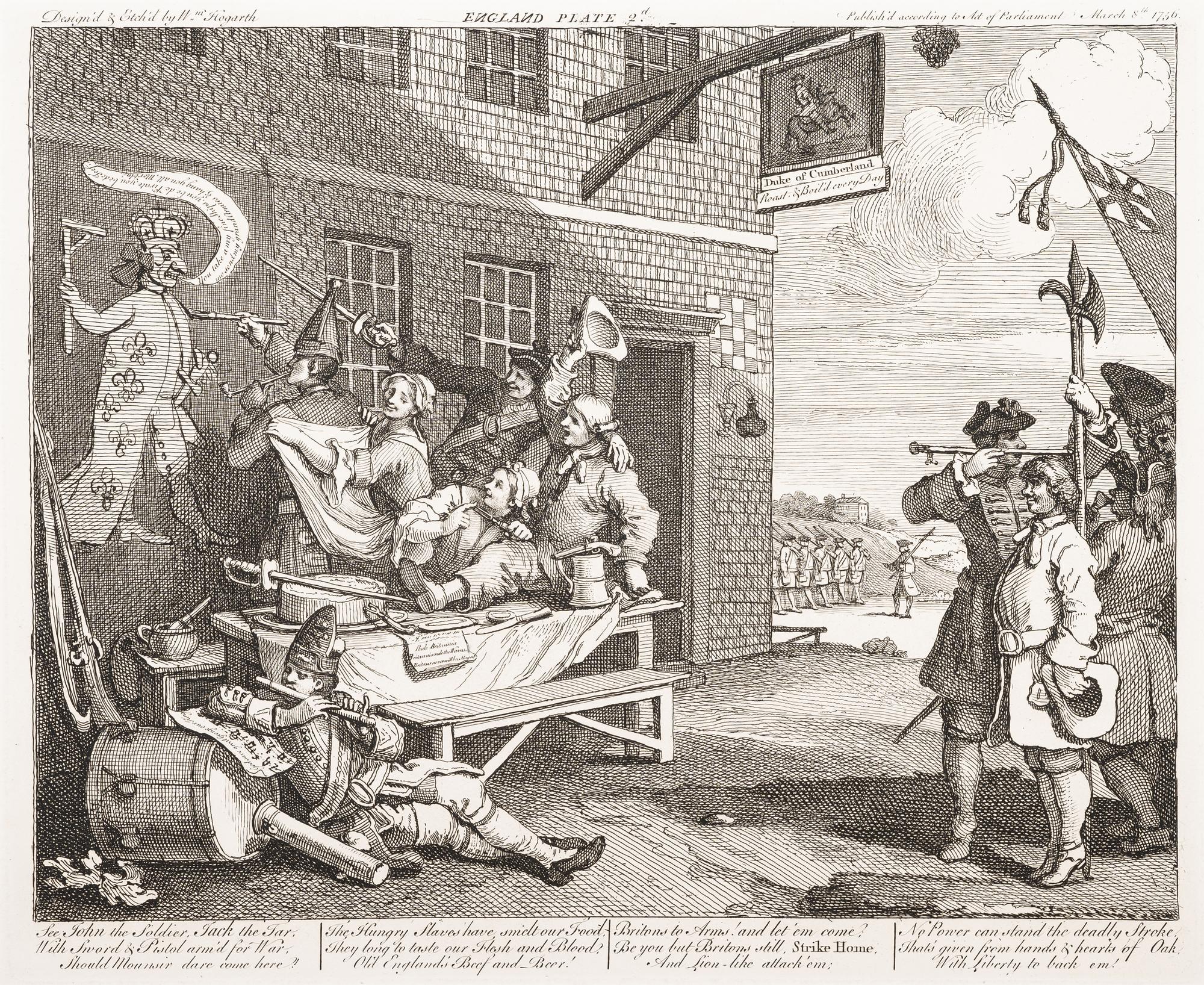 A pair of prints ( At the Easel ; The Invasion , Plate II, England)