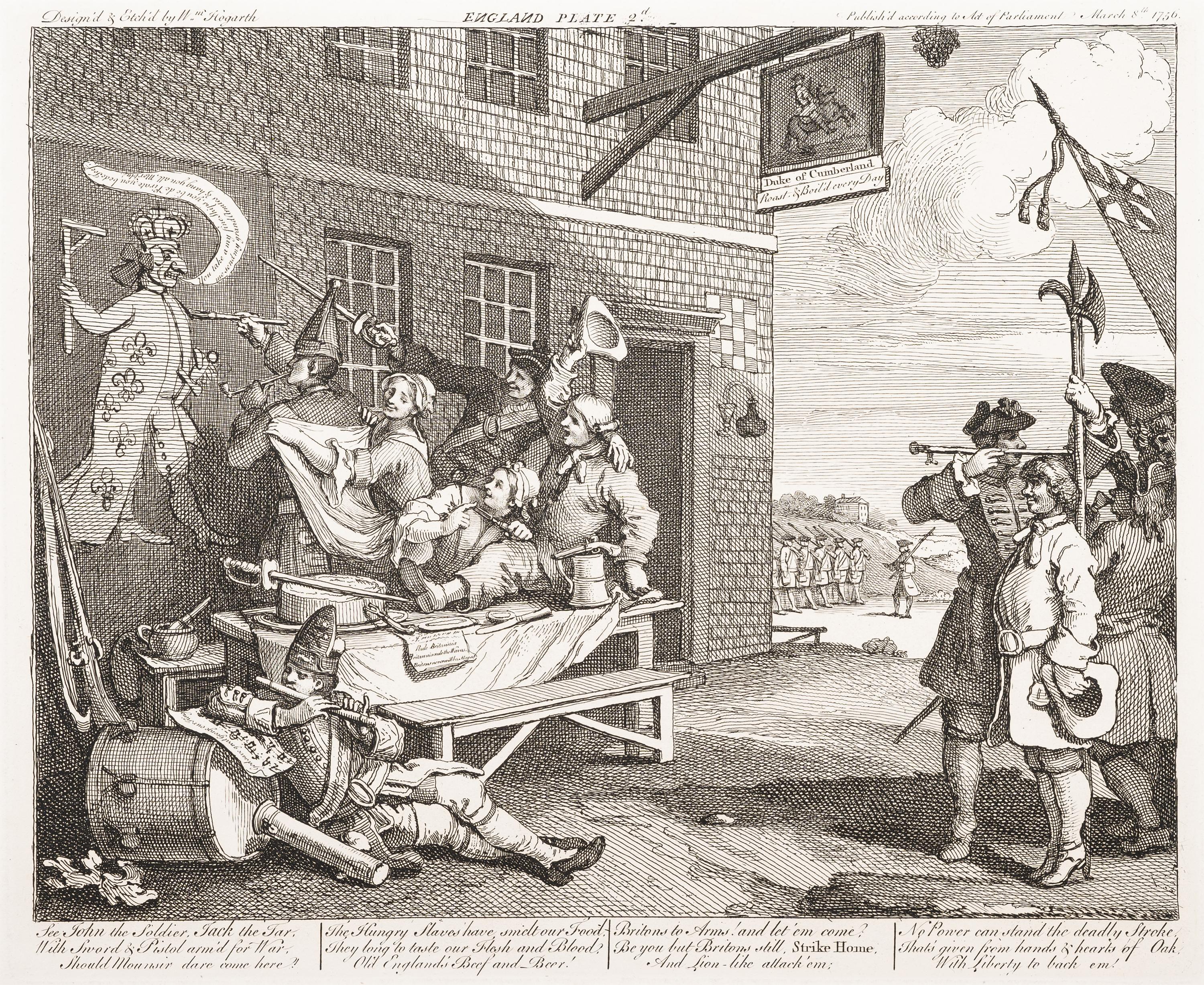 A pair of prints ( At the Easel ; The Invasion , Plate II, England)