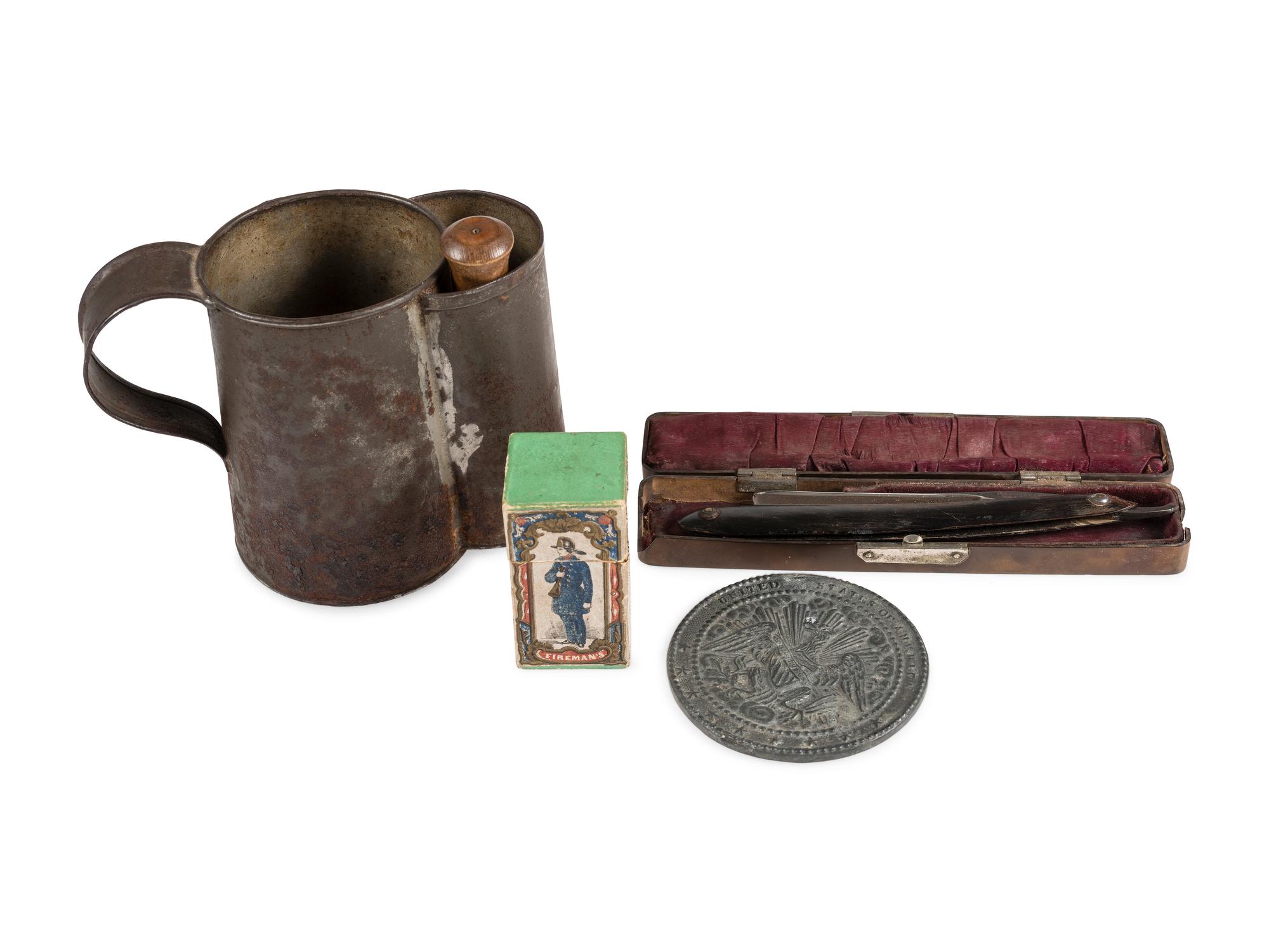 A group of 4 Civil War-period shaving accessories, comprising: