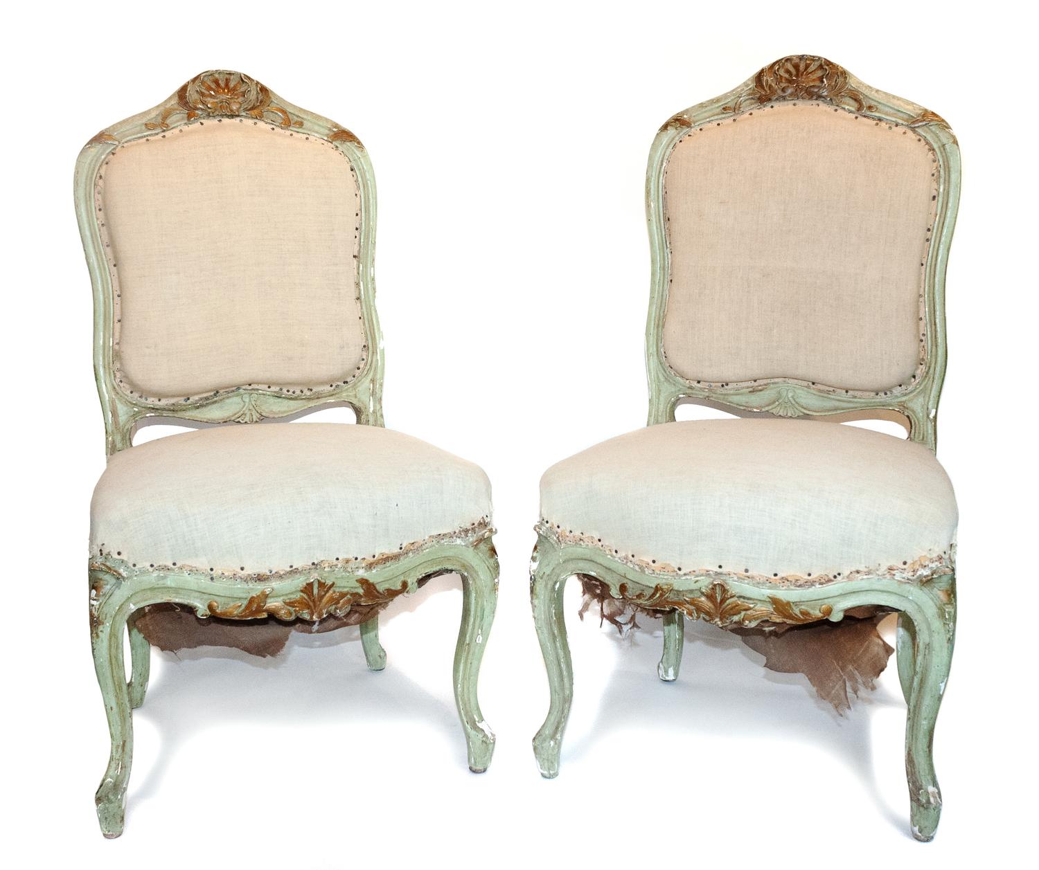 A Pair of Louis XV Style Painted Side Chairs