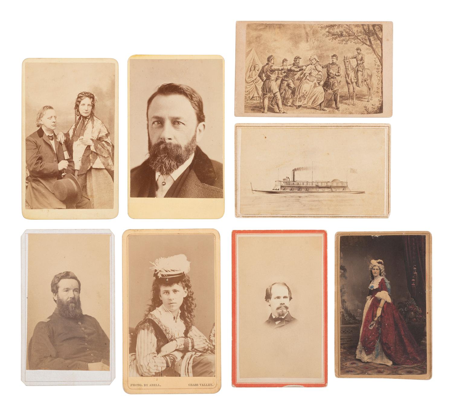 [CIVIL WAR - ABOLITION]. 8 CDVs, incl. view of Henry Ward Beecher with Harriet Beecher Stowe.