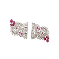 ART DECO, DIAMOND AND RUBY DRESS CLIPS