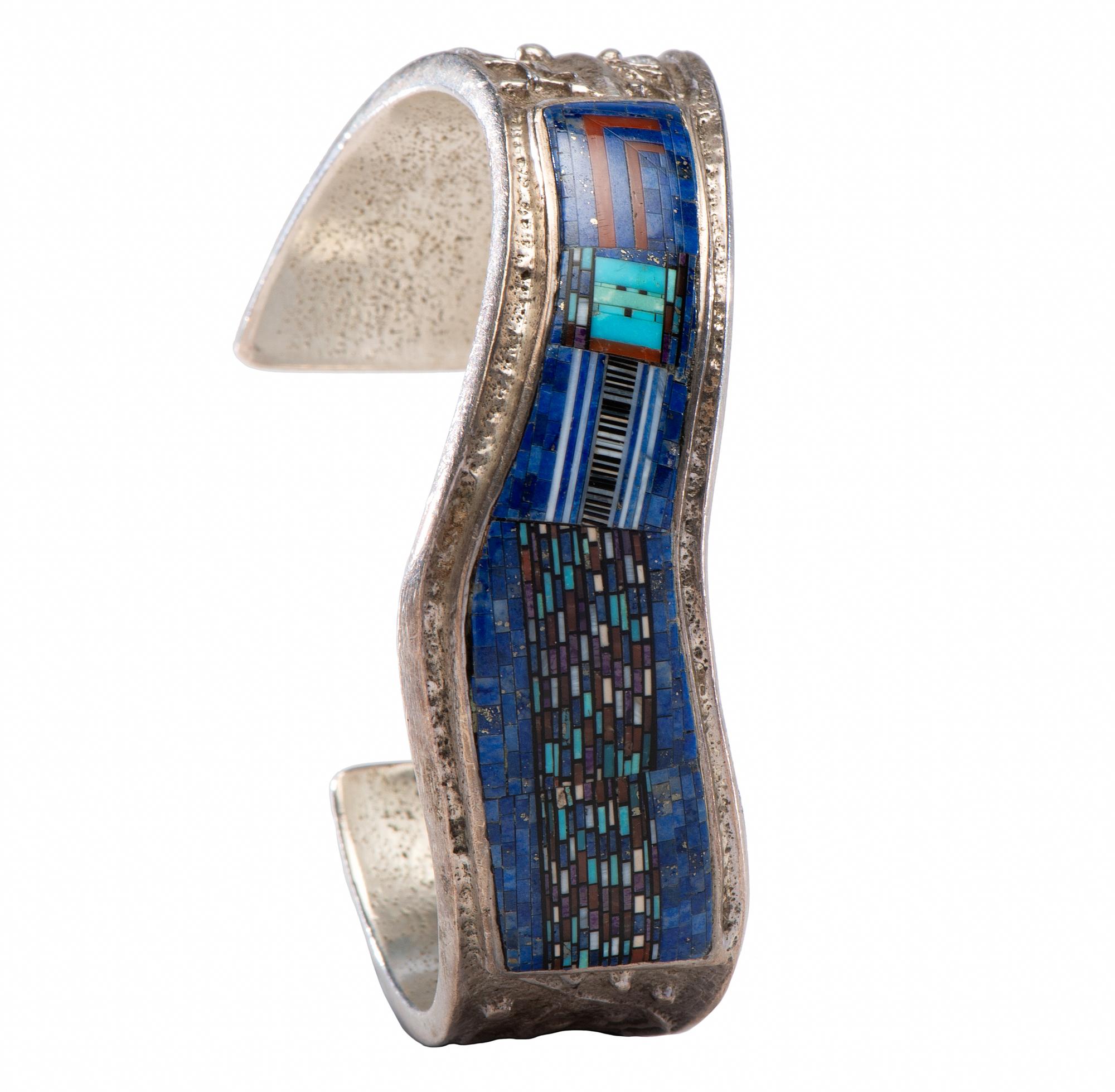 Sterling Silver Cuff, with Micro Mosaic Inlay Lot is located and will ship from Denver, Colorado.