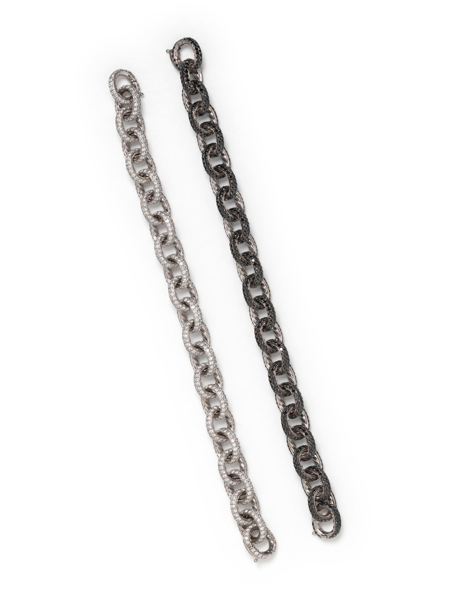 DAVID YURMAN, PAIR OF WHITE AND BLACK DIAMOND CONVERTIBLE BRACELETS/NECKLACE