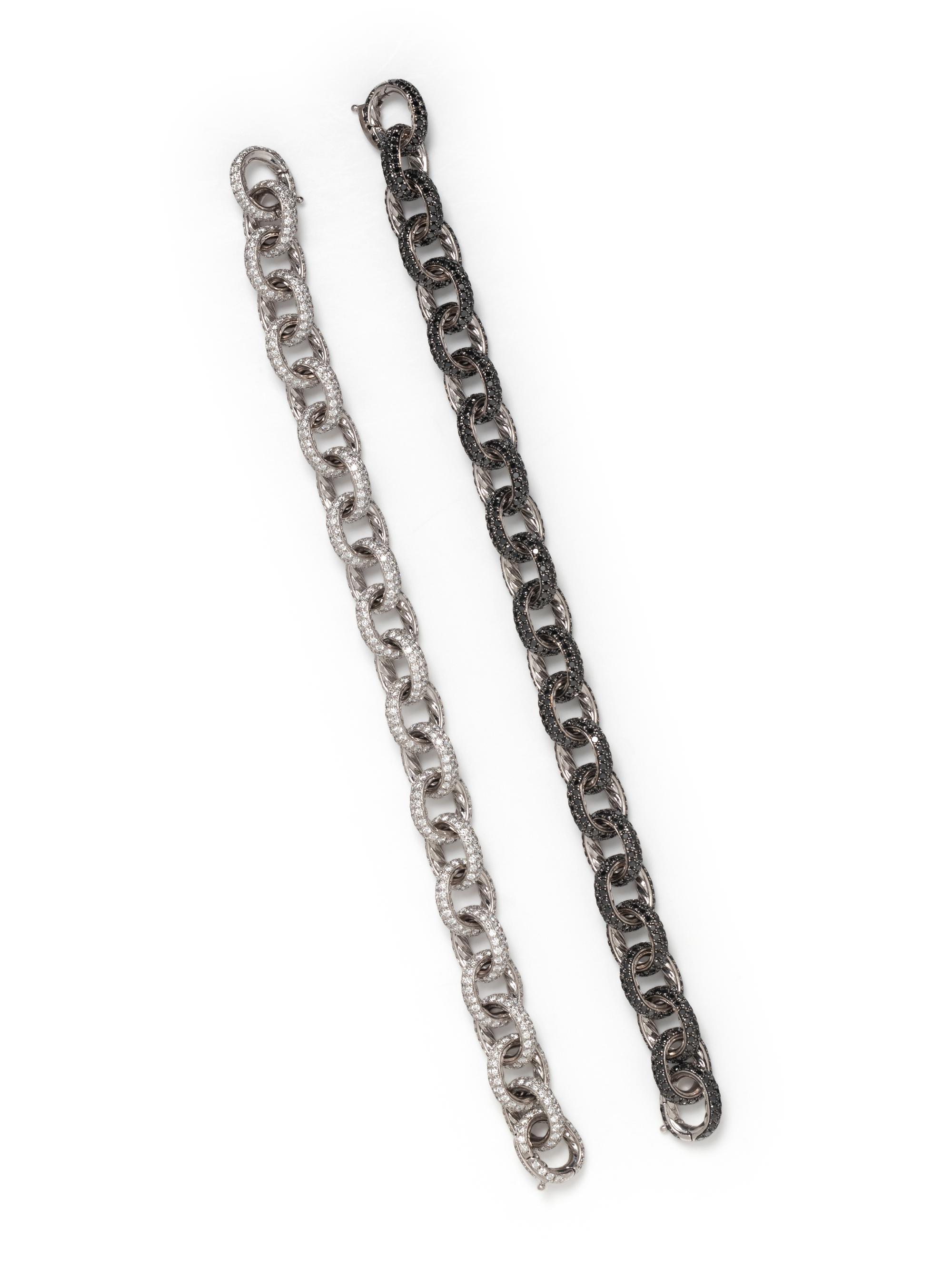 DAVID YURMAN, PAIR OF WHITE AND BLACK DIAMOND CONVERTIBLE BRACELETS/NECKLACE