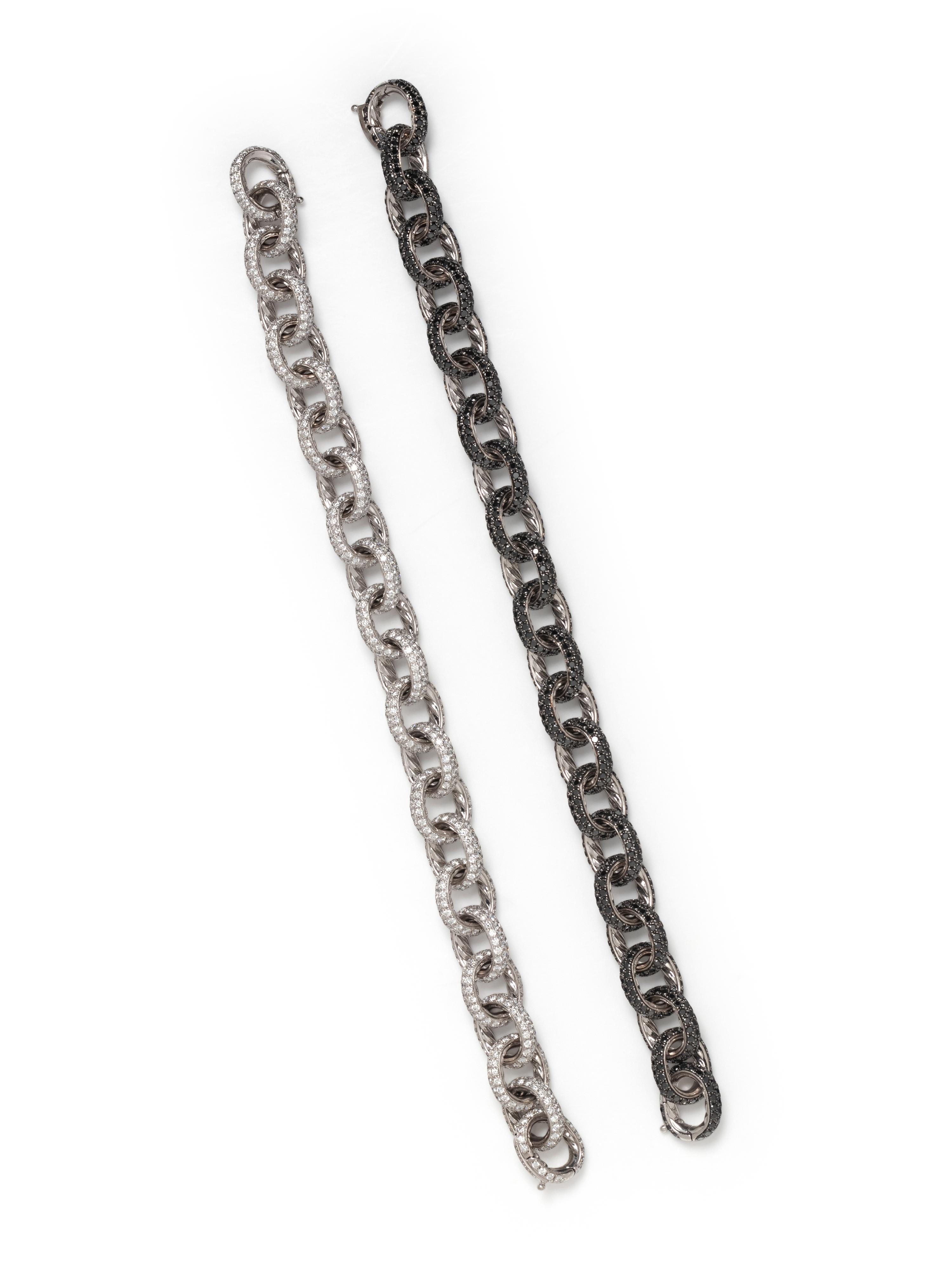 DAVID YURMAN, PAIR OF WHITE AND BLACK DIAMOND CONVERTIBLE BRACELETS/NECKLACE