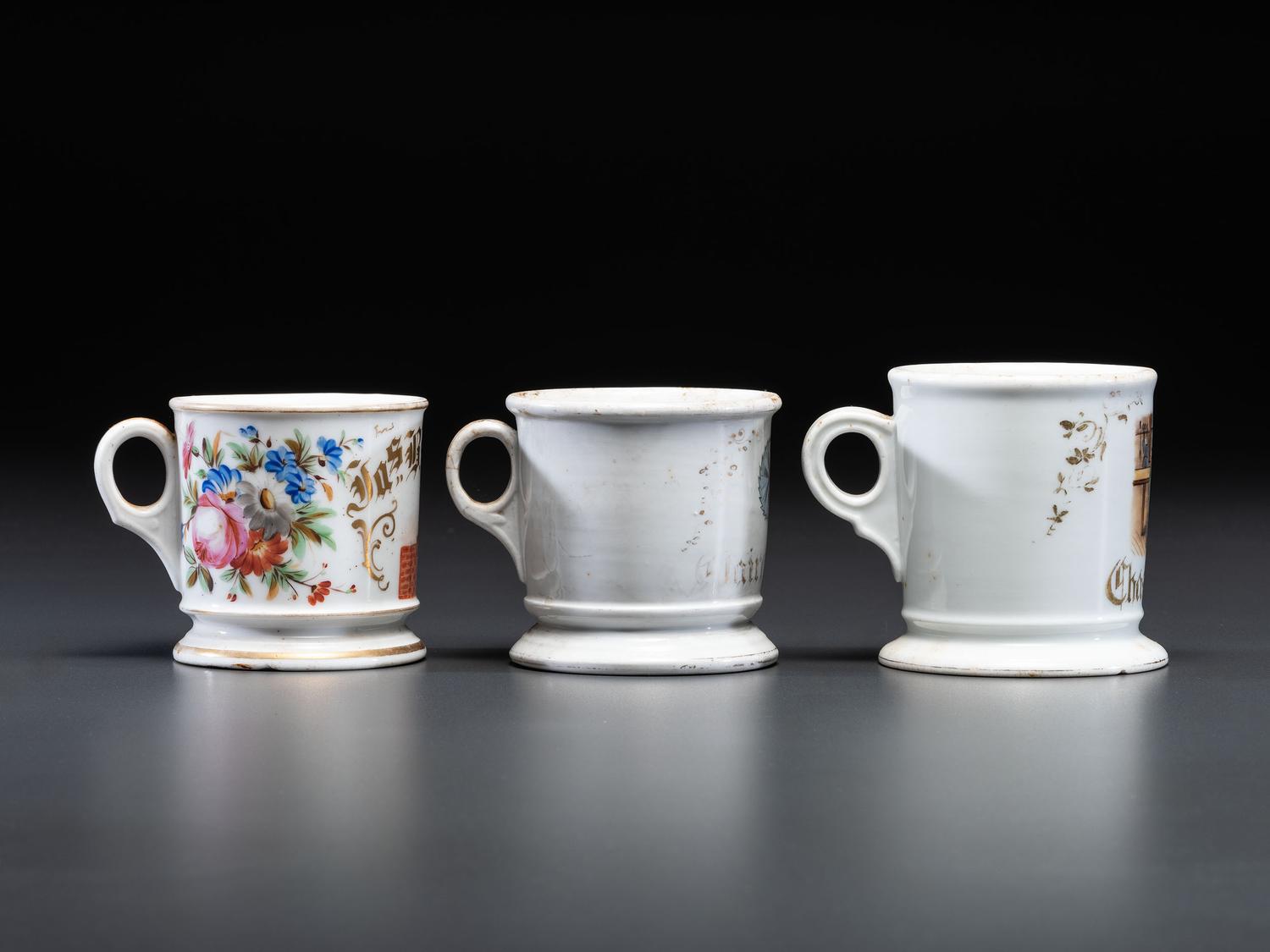 Three Tradesmen's Porcelain Occupational Shaving Mugs