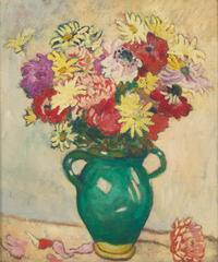 Louis Valtat (French, 1869-1952) — Bouquet de Fleurs, Cruche Verte , 1929