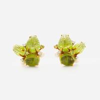 A Pair of 18K Yellow Gold Seaman Schepps Peridot Ear Clips