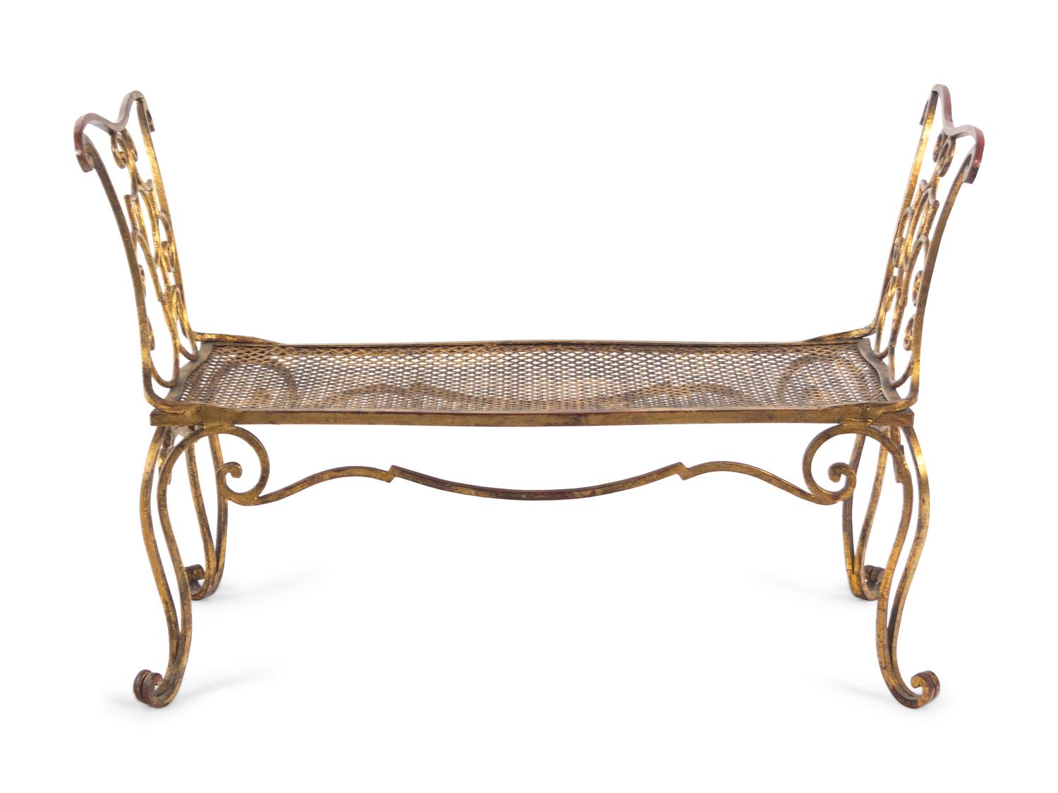 A Gilt Wrought Iron Bench by Jean-Charles Moreux (French, 1889-1956)