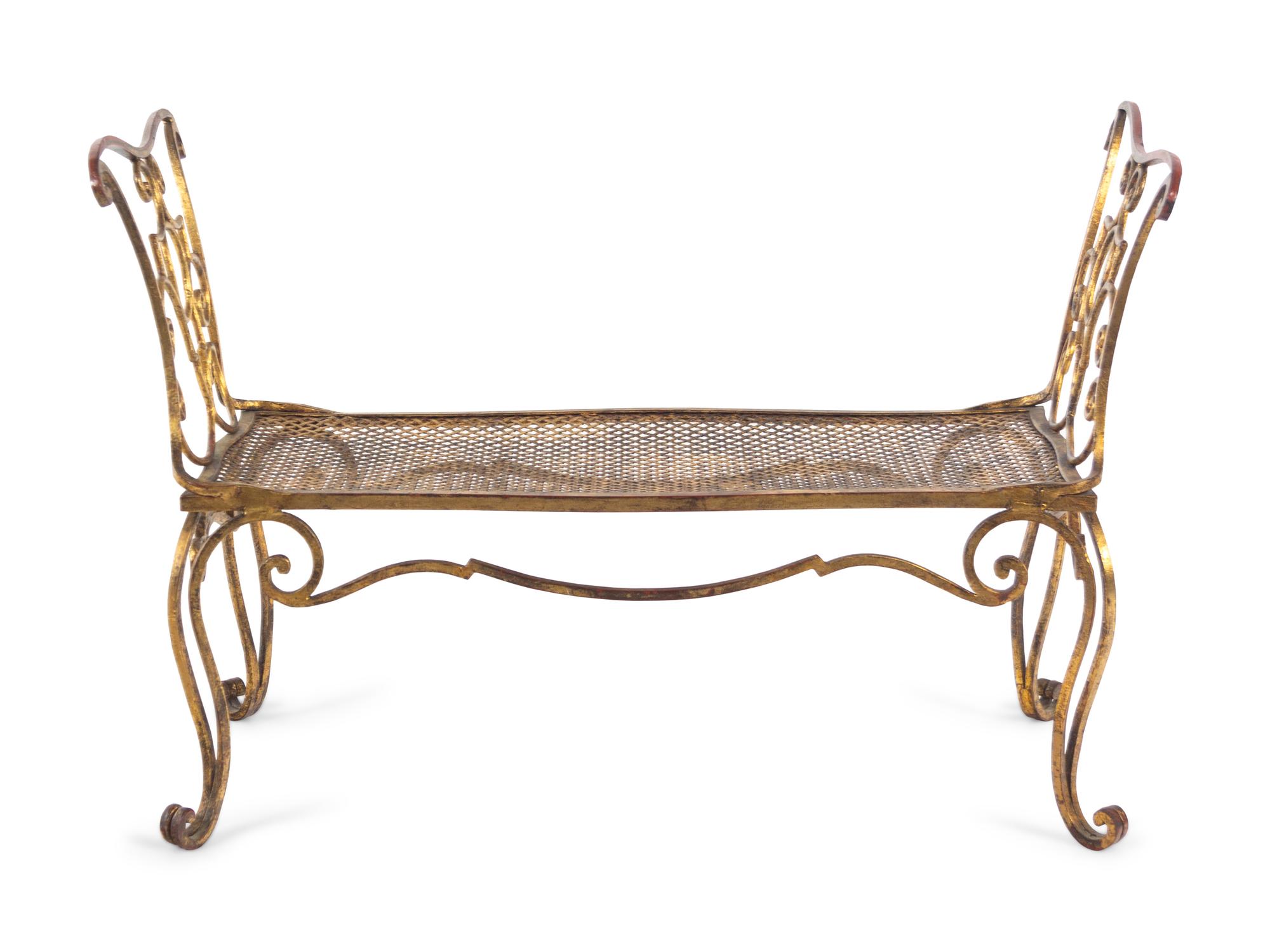 A Gilt Wrought Iron Bench by Jean-Charles Moreux (French, 1889-1956)