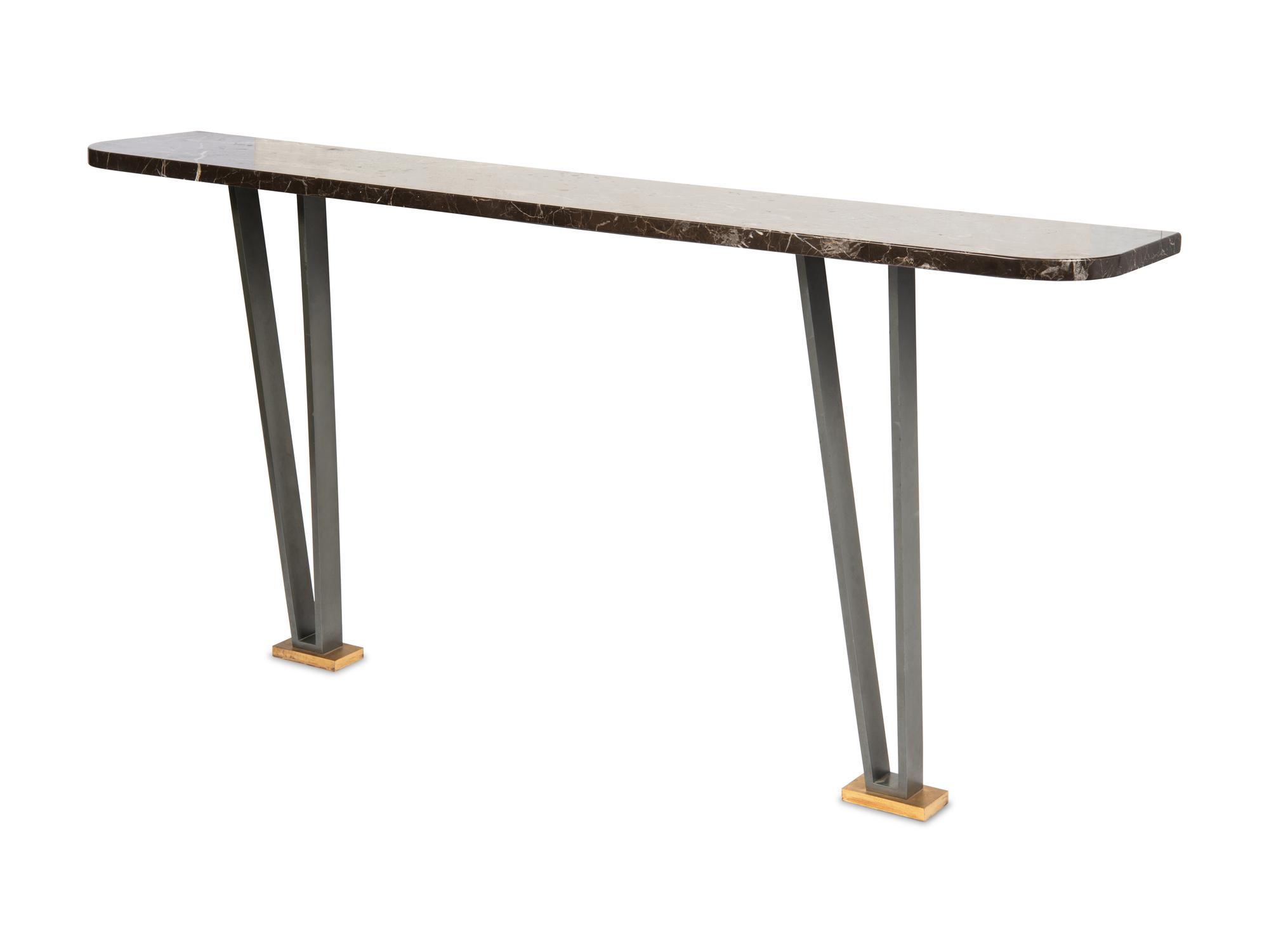 A Black Marble and Metal Console Table