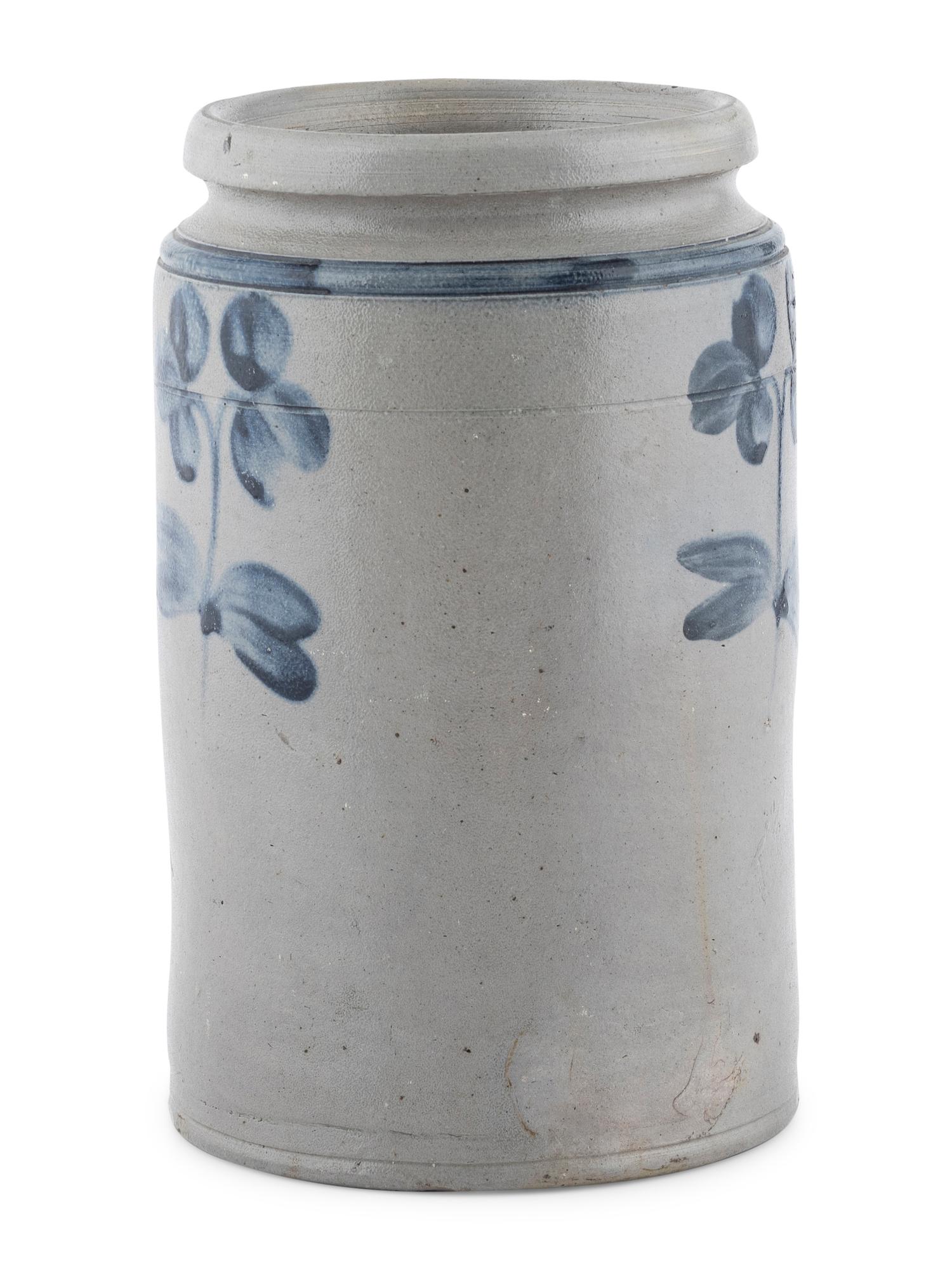 A One-And-A-Half Gallon Cobalt Decorated Stoneware Crock