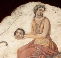 A Roman Style Fragmentary Wall Painting of a Muse