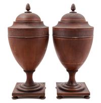 A Pair of George III Style Mahagany Cutlery Urns Height 26 inches.