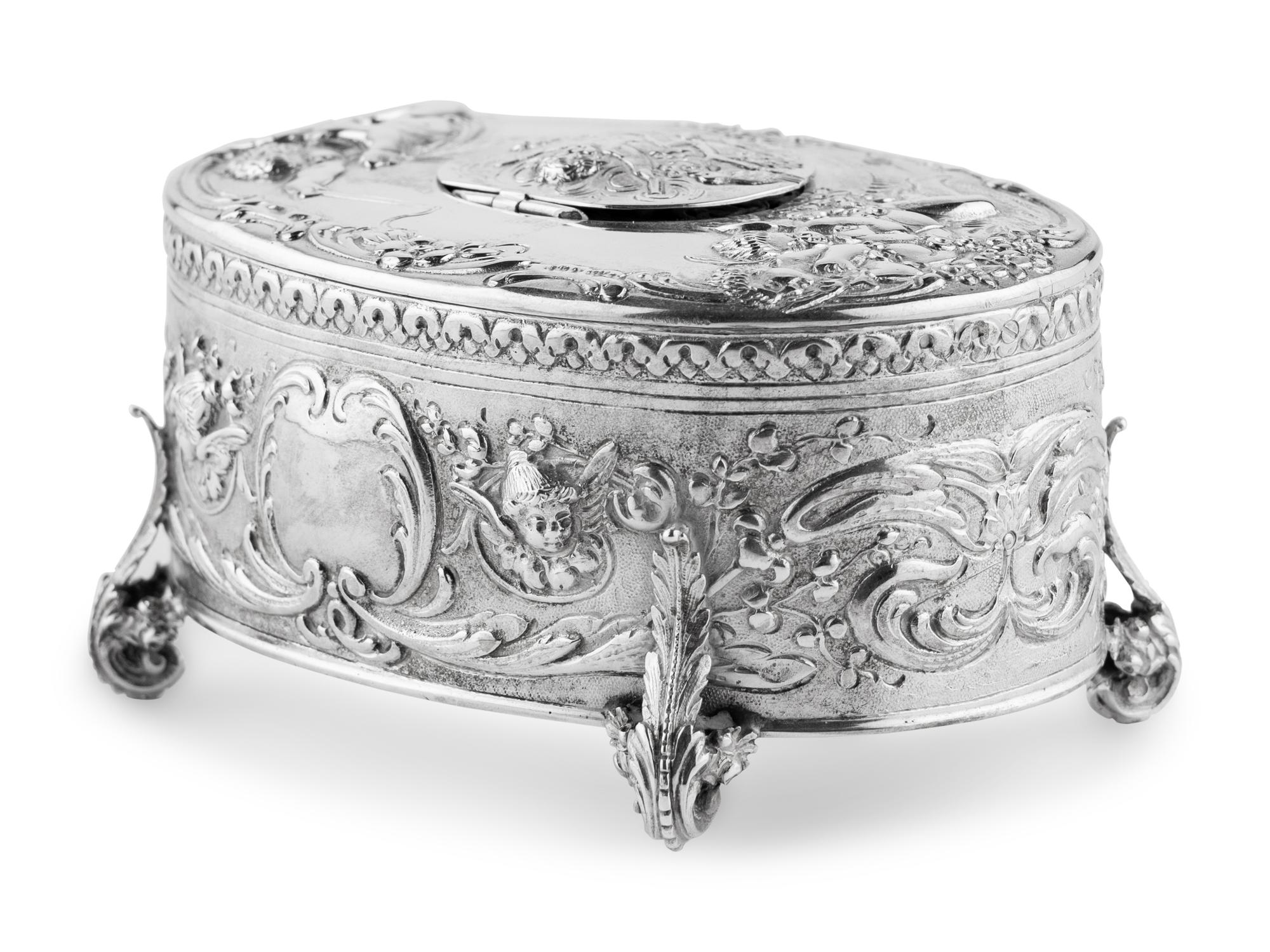 A German Silver Singing Bird Automaton Box